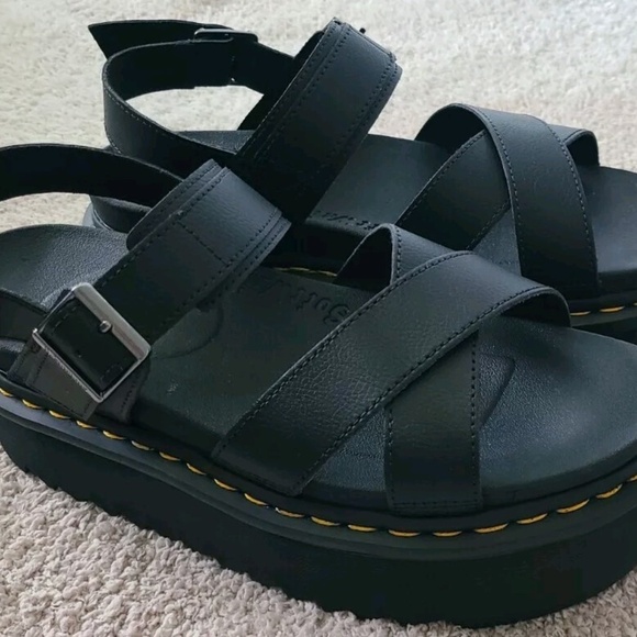 Dr Martens Voss II Quad Athena Leather Strap Platform Sandals Black - Picture 3 of 10